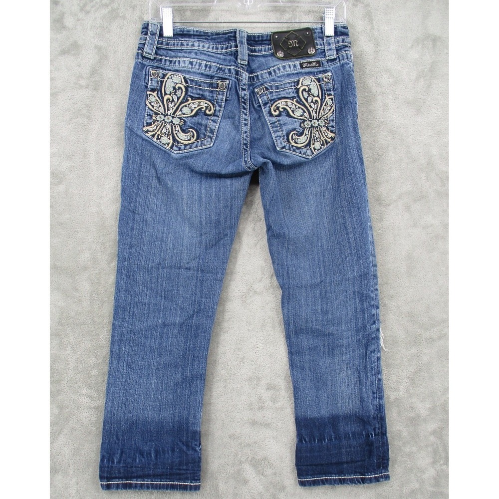 Miss Me Jeans Womens Size 26 Boyfriend Capri Fleur Di Lis Distressed Stretch